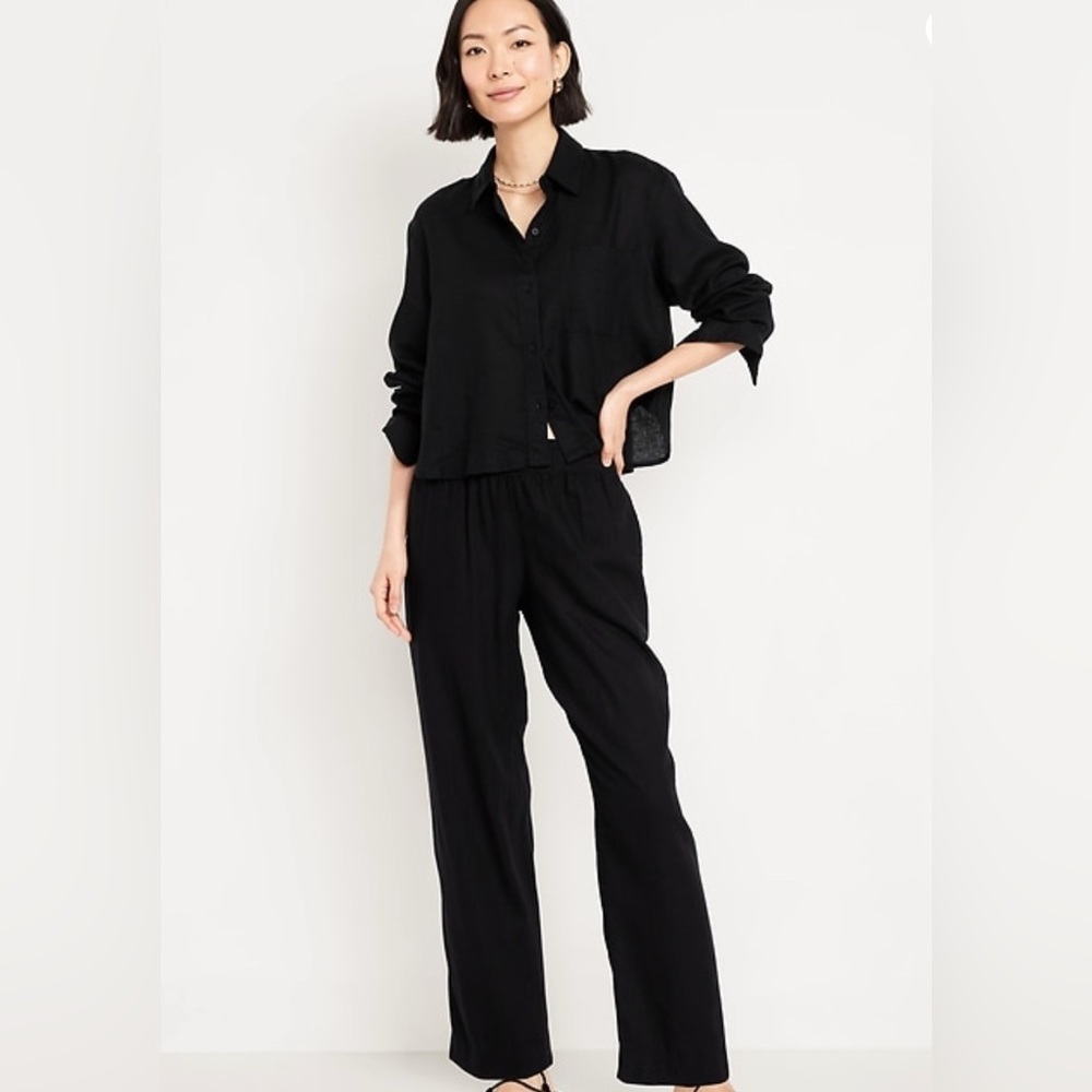Old navy linen blend straight leg pants